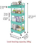 Calmootey 4-Tier Utility Cart with Drawer & Wheels, Storage for Home,Office - Image 5