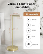 BWE Brushed Gold Toilet Paper Holder Stand, SUS304 Stainless Steel Modern - Image 6