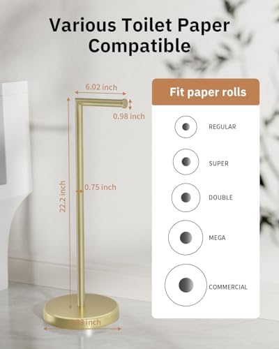 BWE Brushed Gold Toilet Paper Holder Stand, SUS304 Stainless Steel Modern - Image 6