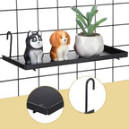 Yaocom 4 Pcs Gridwall Shelf Hooks Rack and Hanging Shelf for Wire Grid Panel Grid Panel Accessories Black Metal Wall Shelves for Home Garage Retail - Image 4
