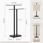 KES Standing Towel Rack 2-Tier Natural Black Marble Base, Bath Towel Holder - Image 5