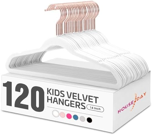 HOUSE DAY Velvet Kids Hangers 120 Pack, Premium Children Hangers for Closet by HOUSEDAY