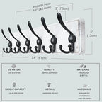 Dseap Coat Rack Wall Mounted - 24" Long 6 Tri Hooks, Heavy Duty Wooden Wall Coat Hanger Coat Hook for Clothes Hat Jacket Clothing, White and Black, Pack of 2 - Image 6