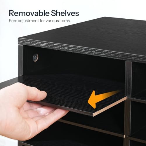 HOOBRO Literature Organizers, 24 Compartments Office Mailbox with Adjustable Shelves, Wood Countertop Literature Sorter for Office, Home, Classroom, Mailrooms Organization Black BK64WF01 - Image 7