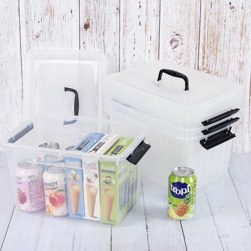 Farmoon 12 Quart Clear Storage Bin, Plastic Latching Box with Handle 4 Pack - Image 4