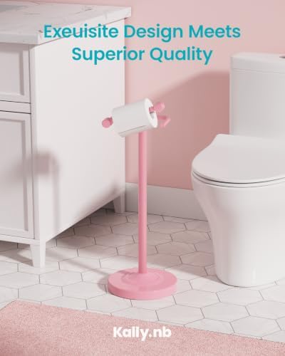 Freestanding Toilet Paper Holder Stand Pink, 4.57 lb Weighted Base - Image 2