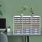 Literature Organizer, Desktop File Sorter Mail Center, Paper Storage Cabinet with 27 Slots Compartments, Classroom Mailbox for Home School Office (27 Slots White) - Image 3
