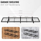 2 Pack Garage Wall Shelves, 46"X 12.5" Garage Shelving Wall Mounted, Heavy Duty Shelf Organizer with 8 Hooks, Black Floating Storage Metal Rack 320 LBS Capacity for Laundry Room, Office, Basement - Image 5