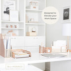 BLU MONACO | Rose Gold Desk Organizer Set | 6 Piece Metal Office Desk Organizer with Mail Sorter, Pen Cup, Sticky Note Holder, Magazine File, Card Holder, Paper Tray | Desk Organizers and Accessories - Image 2