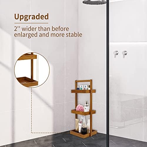 Utoplike Teak Shower Caddy Shelf, Freestanding Racks for Bathroom Corner - Image 2