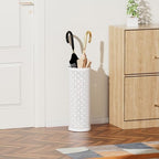Metal Round Umbrella Stand Rack,Free Standing Umbrella Holder Bin,Canes Walking Sticks Holder for Entryway,Home,Office,White - Image 4