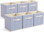 Amyhill 6 Pack Blue Striped Basics Collapsible Fabric Storage Bins by Amyhill