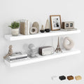 Dreamland 40Inch Floating Shelves for Wall, Rustic Wooden White Floating Shelves for Living Room, Kitchen, Farmhouse, Deep Wall Mounted Book Shelf, Wood Storage Display Shelf for Home Decor, Set of 2 by Dreamland