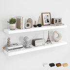 Dreamland 40Inch Floating Shelves for Wall, Rustic Wooden White Floating Shelves for Living Room, Kitchen, Farmhouse, Deep Wall Mounted Book Shelf, Wood Storage Display Shelf for Home Decor, Set of 2 by Dreamland