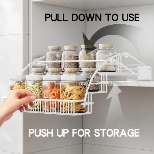 3-Tier Pull Down Spice Rack Organizer Expandable Pull-Out for Upper Cabinet - Image 2