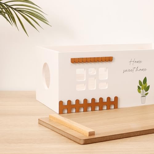 Cable Management Box, Wood Extension Cord Organizer, Handmade Power Strip Box for TV Computer Wire USB Hub System, Surge Protector Cord Hider Box on Desk or Floor (Large) - Image 5