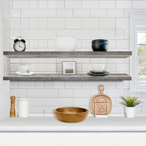 Sorbus Floating Shelves for Wall Storage (55 Inch, 2 Pack, Gray) - Image 2