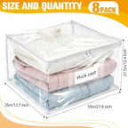 Plastic Storage Bags with Easy-Glide Zipper, Pack of 8, Durable Clear Vinyl Zippered Storage Bags for Clothes Sweaters Comforters Blankets Sheets Bedding (21.6 x 13.7 x 12.4 Inch, Transparent White) - Image 3