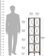 CHOEZON 5-Tier Corner Shelf, Corner Bookcase, 55.2" Tall Vertical Display Rack, Plant Stand, Open Storage Shelf, for Living Room, Bedroom, Study, Kitchen, Greige and Black TCJ12BG - Image 2