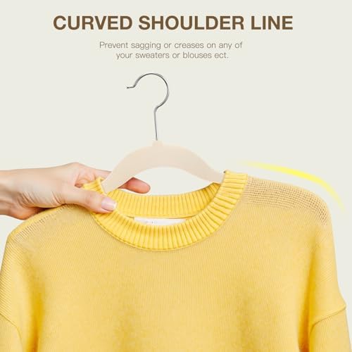 Korpai 36-Pack Beige Velvet Hangers with Clips Adjustable,Adult Hangers,Outfit Hanger,Heavy-Duty,Felt,Non-Slip,Space Saving, for Pants, Skirts, Suits,Coats, Dresses ect. - Image 5