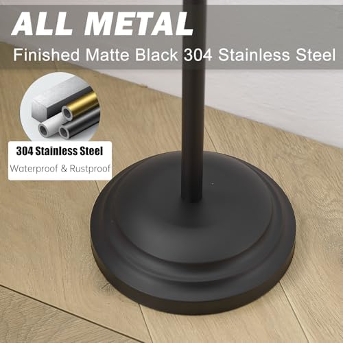 Hoimpro Toilet Paper Holder Stand Free Standing Rolls Storage Matte Black - Image 6