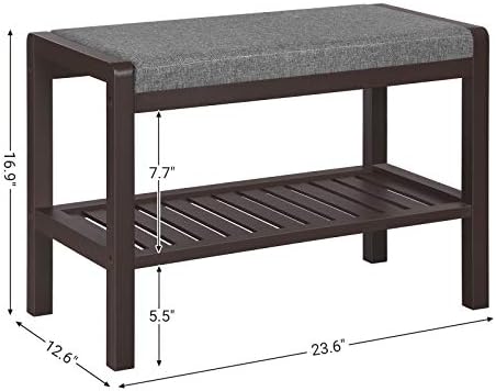 SONGMICS Shoe Rack Bench, Padded Seat, Storage Shelf, Holds Up to 350 lb - Image 3