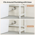Over The Toilet Storage Shelf, 4-Tier Bathroom Organizer with Basket & Hooks, Sturdy Space Saver for Small Bathrooms, White - Image 6