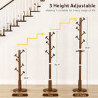 Taitiy Solid Wooden Coat Rack Stand Freestanding Hall Tree with 10 Hooks - Image 3