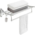 BESy Towel Racks with Foldable Towel Bar Hooks Wall Mounted Polished Chrome by BESy