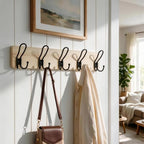 SKOLOO Coat Rack Wall Mount, Solid Wood Wall Mounted Coat Rack with Hooks, 24 Inch Wooden Coat Hooks for Wall, Modern Entryway Hallway Organizer, Pre-Assembled, Wood Natural, Pack of 2 - Image 2