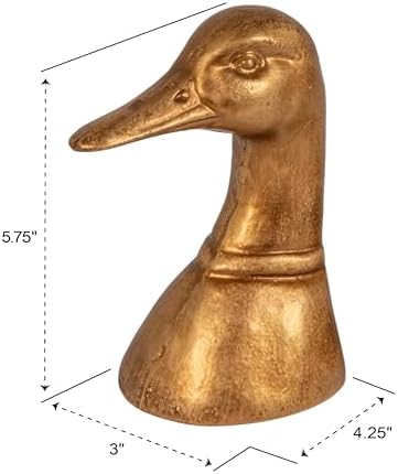 Creative Co-Op Decorative Distressed Cast Iron Duck Head Bookends, Gold - Image 2