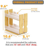 SpaceAid Bamboo Pull Out Spice Rack Organizer for Cabinet, Heavy Duty Slide Out Seasoning Kitchen Pantry Sliding Vertical Organization, 5.1" Wide, 2 Drawers(2" Wide), 2-Tier, Natural - Image 3