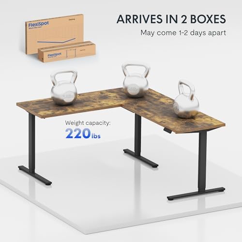 FLEXISPOT 71 x 63 Reversible L-Shaped Electric Standing Desk, Rustic Brown - Image 4