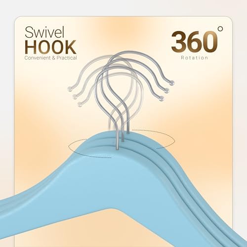 Utopia Home Premium Wooden Hangers 20 Pack - Durable & Slim Coat Hanger - Suit Hangers with 360-Degree Rotatable Hook - Wood Hangers with Shoulder Grooves (Light Blue Color) - Image 3