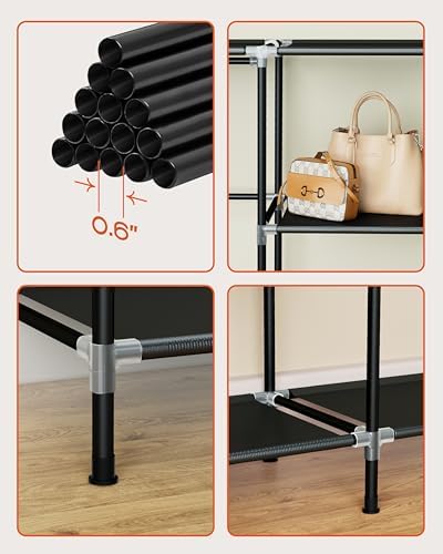 CASAMAYA Portable Closet, 34 Inch Large Capacity Wardrobe Closet with Cover, Clothes Storage Organizer with Shelves and 2 Hanging Rods, Easy to Assembly, Black PCT202B01 - Image 7