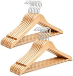 TOPIA Premium Wooden Hangers with Extra Thick Hook and Non Slip Pants Bar, Luxury Suit Hangers for Closet with Notches for Shirts - 16 Pack - CT01N by TOPIAHANGER
