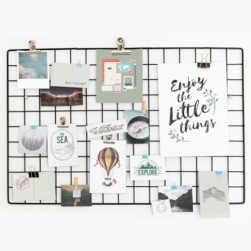 PATIKIL 12x12 Inch Wall Grid Panel, 4 Pcs Metal Wire Photo Wall Decorative Grid for Photo Display Hanging Picture Memo Home Decorations, White - Image 5