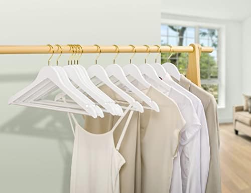 Amber Home 30 Pack White Wooden Coat Hangers with Gold Hook, Suit Hangers - Image 6