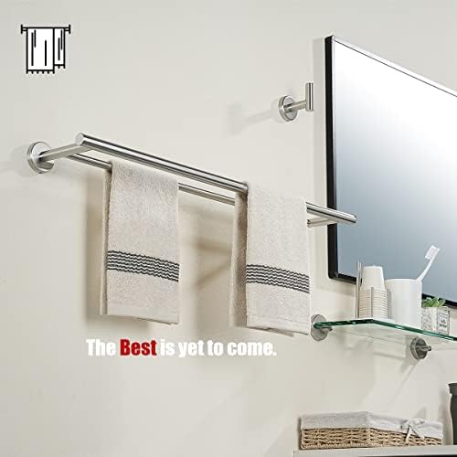 JQK Double Towel Bar 27 Inch, Brushed Steel Useable Length 24 Inch 304 Stainless Steel Thicken 0.8mm Bath Towel Rack for Bathroom, Towel Holder Wall Mount, TB100L24-BN - Image 4