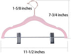 Tosnail 30 Pack Kids Velvet Hangers Children's Clothes Hangers Baby Hangers with Clips - Pink - Image 2