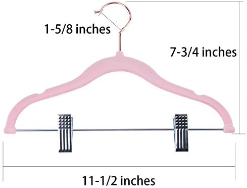 Tosnail 30 Pack Kids Velvet Hangers Children's Clothes Hangers Baby Hangers with Clips - Pink - Image 2