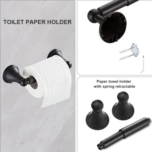 Newfun 8Pcs Matte Black Bathroom Accessories Set Towel Racks for Bathroom - Image 5