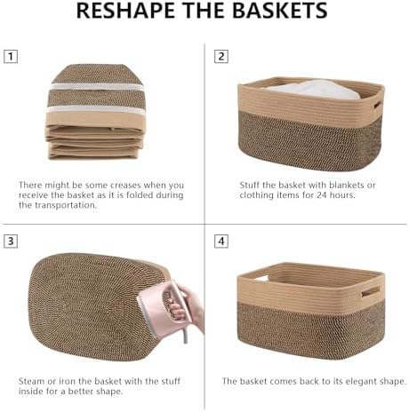 4 Pack Storage Baskets for Organizing, Woven Baskets for Shelves - Perfect for Toys, Books, Towels, and Clothes, Durable Gift Basket Bins Toy Storage, 15.7''Lx11.8''Wx7.8''H, Black and Brown - Image 6