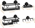 KEGII Shower Caddy Suction Cup, 4 Pack Suction Shower Shelf with Towel Rack No Drilling, Removable Shower Organizer with Hooks & Soap Holder, Space-Saving Bathroom Storage (Black) - Image 6