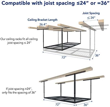 FLEXIMOUNTS 3x6 Overhead Garage Ceiling Storage Rack, 2 Pack, Black - Image 6