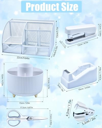 LXEVIHK White Desk Accessories 21-Piece Office Supplies Gift Set - Image 5