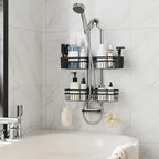 Shower Caddy Hanging for Bathroom Organizers and Storage - 3-Tier Adjustable Anti-Swing Shower Organizer Hanging with Heavy-Duty Suction Cups, Damage-Free Rustproof (Black) - Image 6