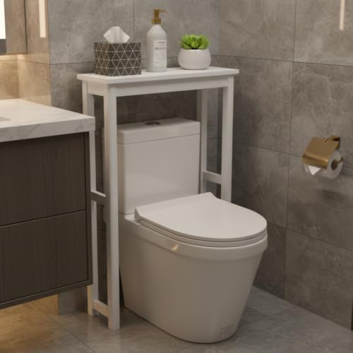 Alaterre Furniture Dorset Over-the-Toilet Storage Shelf, White, 27”x9”x37” - Image 2