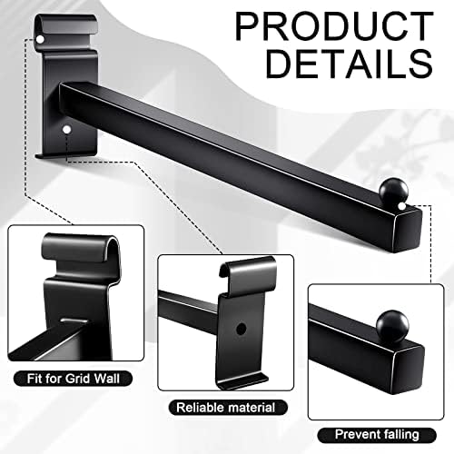 Oudain 10Pcs Gridwall Hooks 12 Inch Heavy Duty Grid Wall Hangers, Black - Image 3