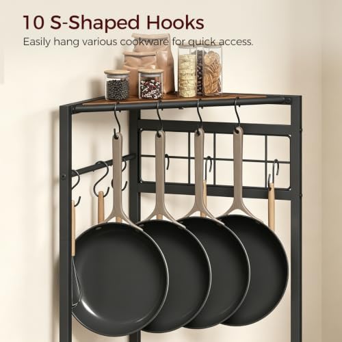 MAHANCRIS 4-Tier Pot Rack, Freestanding Pot and Pan Organizer with Hooks - Image 3